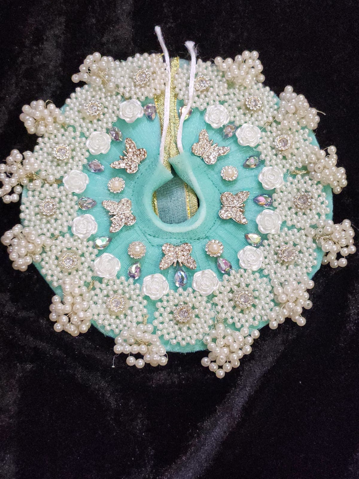Aqua Pearl Butterfly Poshak front view
