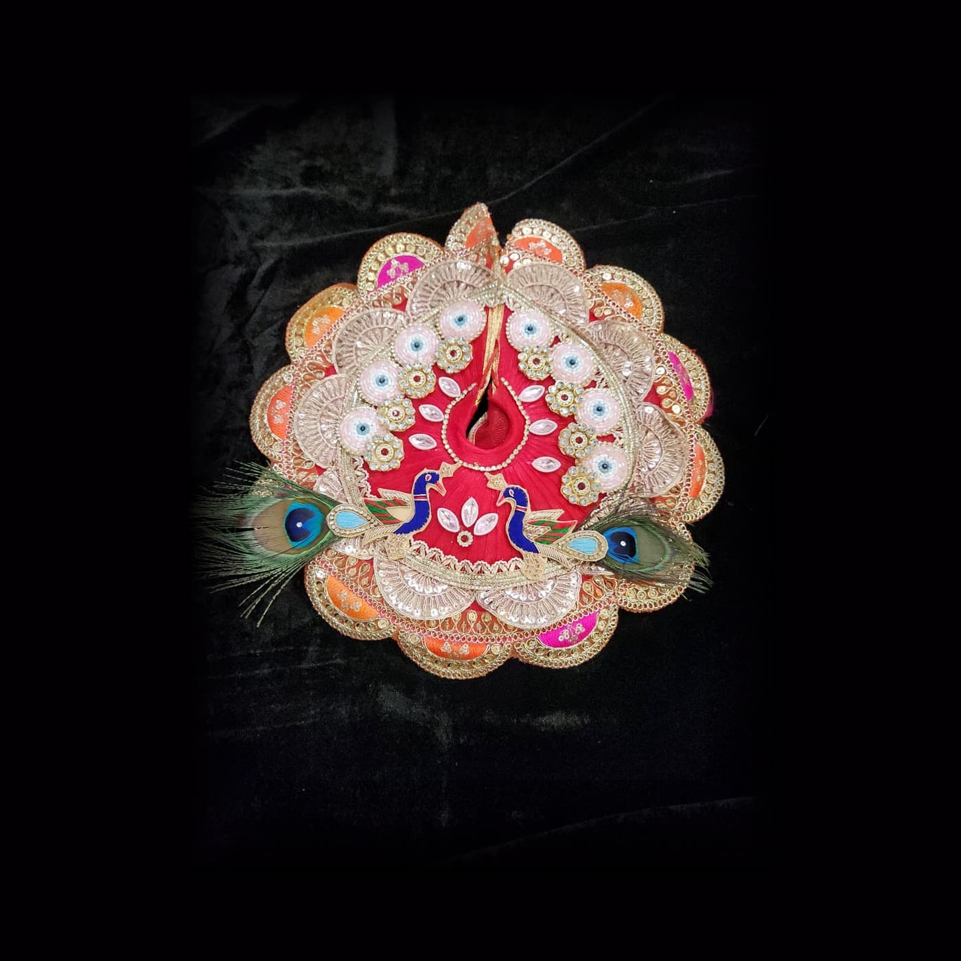Red Peacock Celebration Poshak front view