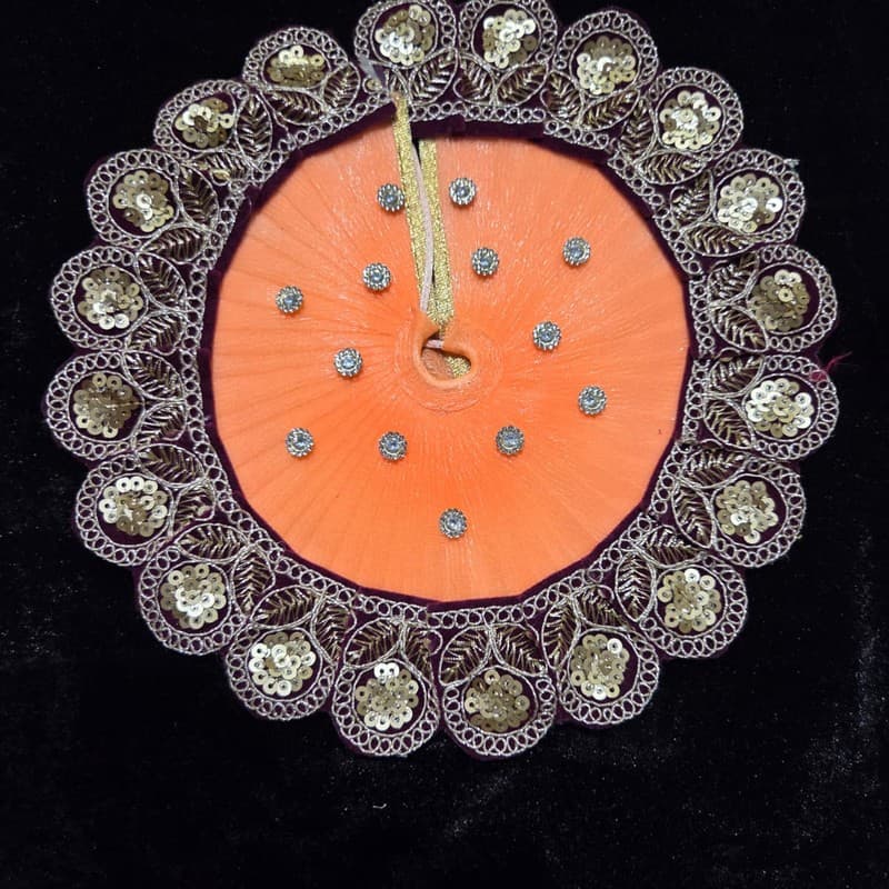 Peach Purple Velvet Sequin Border Poshak
