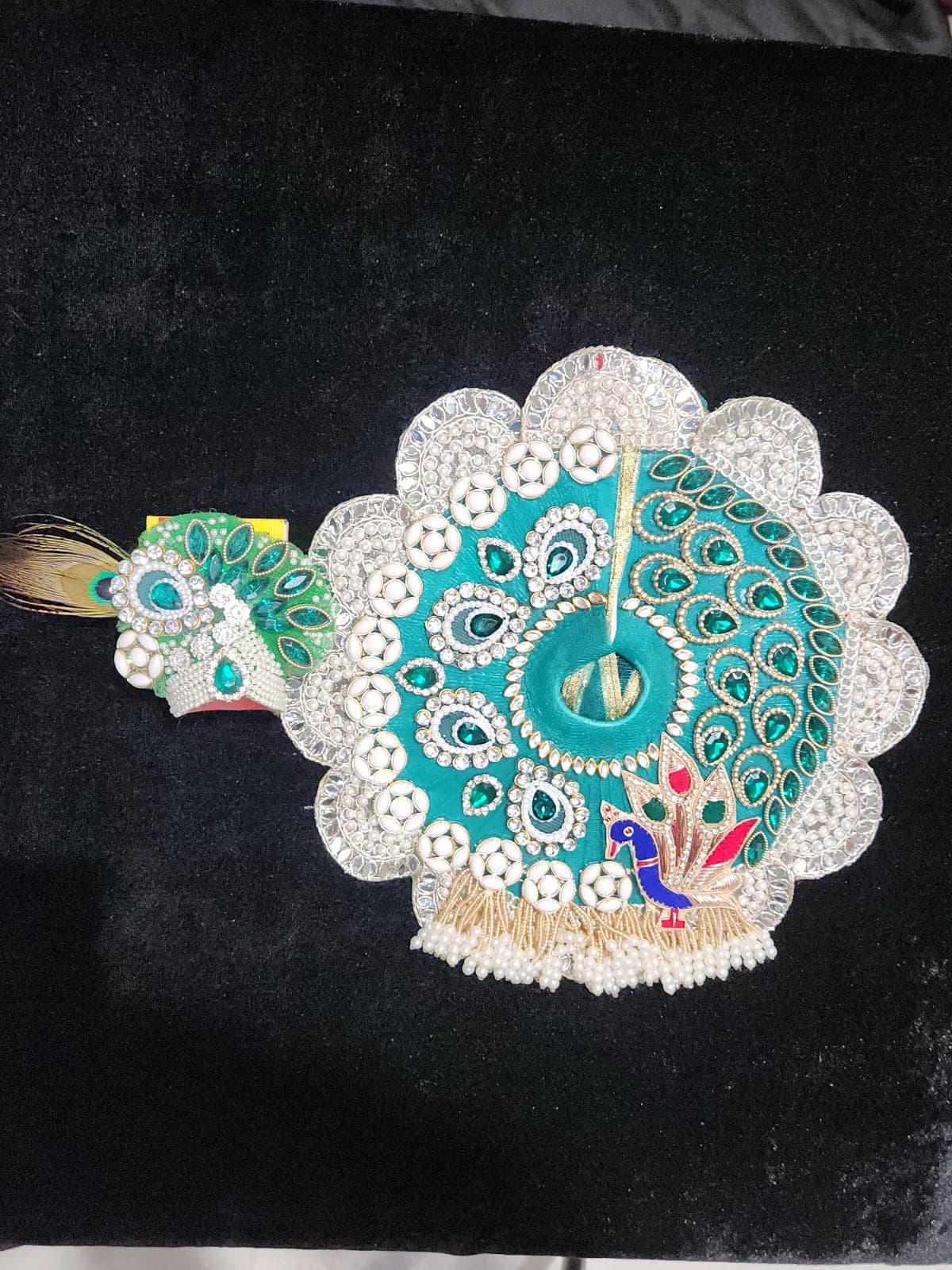 Turquoise Peacock Pearl Poshak front view