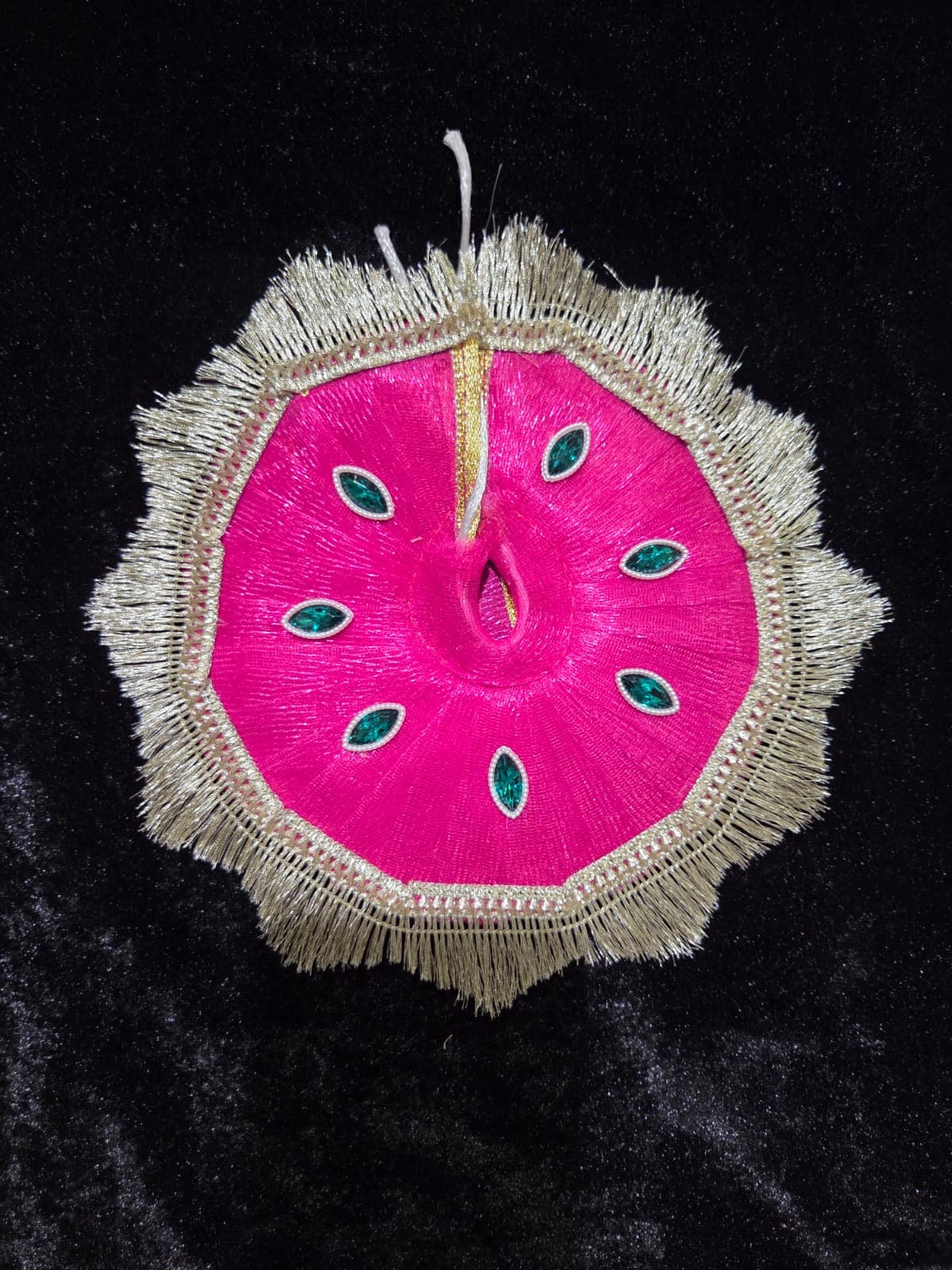 Hot Pink Fringe Emerald Poshak front view